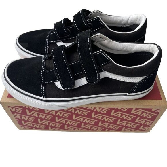 Vans Old Skool V Black / True White  Hook & Loop Sneakers Women’s Size 4.5 - Picture 6 of 16